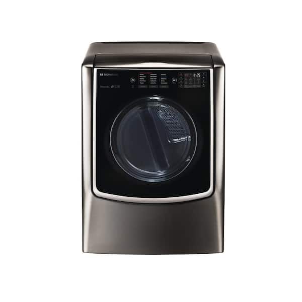 LG SIGNATURE 9.0 cu. ft. Mega Capacity Black Stainless Steel Smart Gas Vented Dryer with TurboSteam and Pedestal Compatible