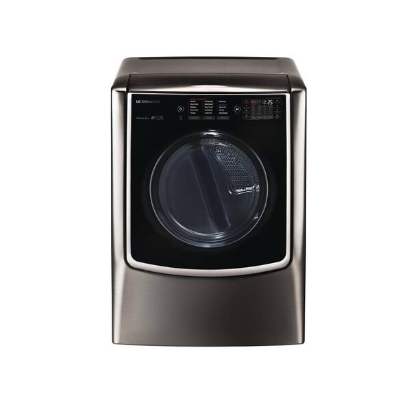 LG SIGNATURE 9.0 cu. ft. Mega Capacity Black Stainless Steel Smart Electric Vented Dryer with TurboSteam and Pedestal Compatible
