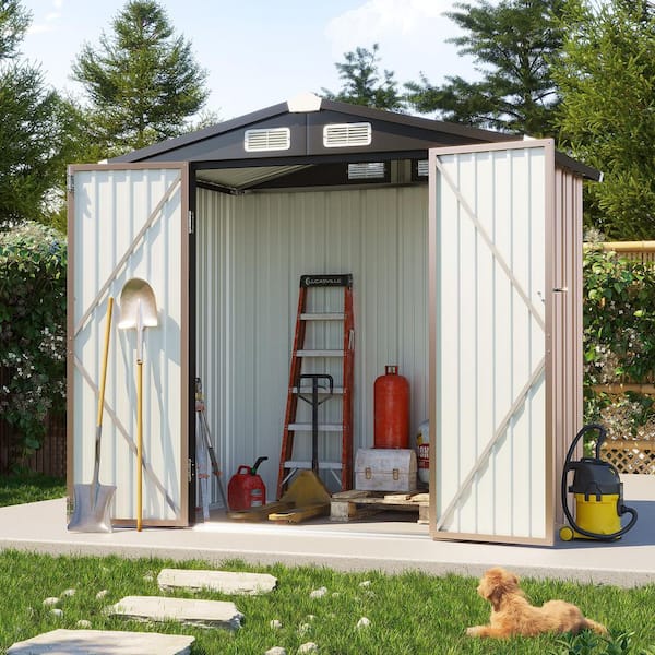 Sizzim 6 ft. W x 4 ft. D Metal Storage Shed for Garden and
