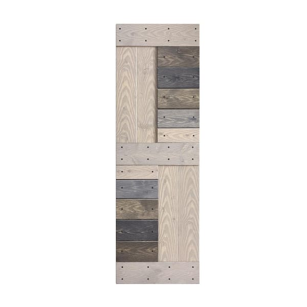 COAST SEQUOIA INC Coast Sequoia 48in. x 84in. Embossing Light Multi Knotty Wood Bi-Fold Sliding Barn Door With Hardware Kit