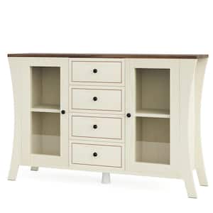 Ahlivia Retro Walnut & Ash Wood 51 in. W Buffet Cabinet Sideboards with 4 Drawers and 2 Doors