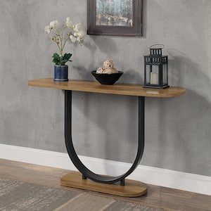 Juantabo 47.25 in. Rustic Oak and Sand Black Oval Wood Console Table