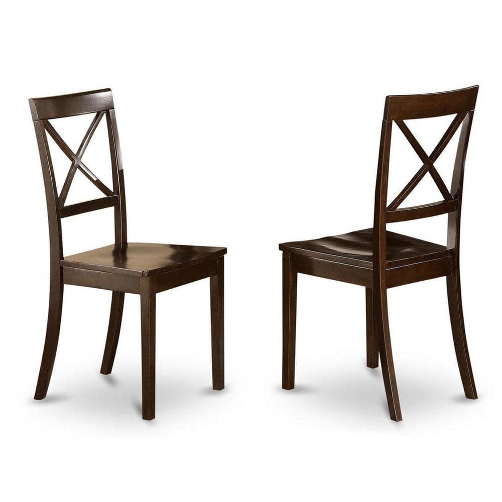 Cappuccino Finish Solid Wood Square Dining Table Set with 8 High Back Chairs