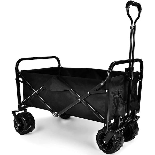 Miscool 4 cu. ft. Oxford Fabric Steel Frame Wagon Heavy-Duty Folding Portable Garden Cart with 7 in. Widened All-Terrain Wheels