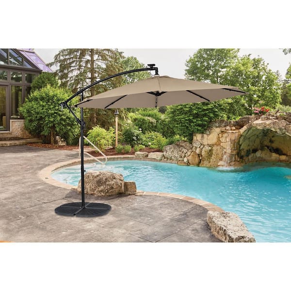 living accents 10 ft tiltable tan offset patio umbrella Outsunny 10ft with Base Double Top, Coffee ensuring longevity and stability Gymax 10ft Solar-Powered Cantilever Patio
