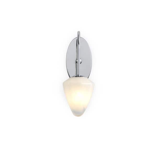 Nimbus 5.5 in. W 1-Light Polished Nickle Wall Sconce, Snow White Glass Shades - Modern and Contemporary Wall Lamp