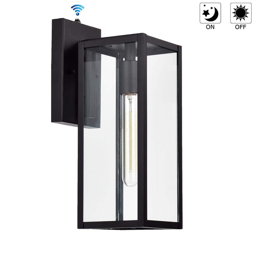 4.71 in. W 1-Light Outdoor Matte Black Wall Sconce with Dusk to Dawn Sensor and Clear Glass price history on PriceWatchPro