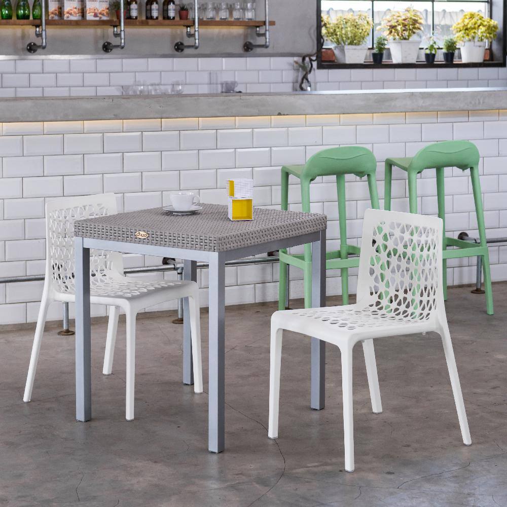 Milan White Stackable Polypropylene Armless Dining Chair Set