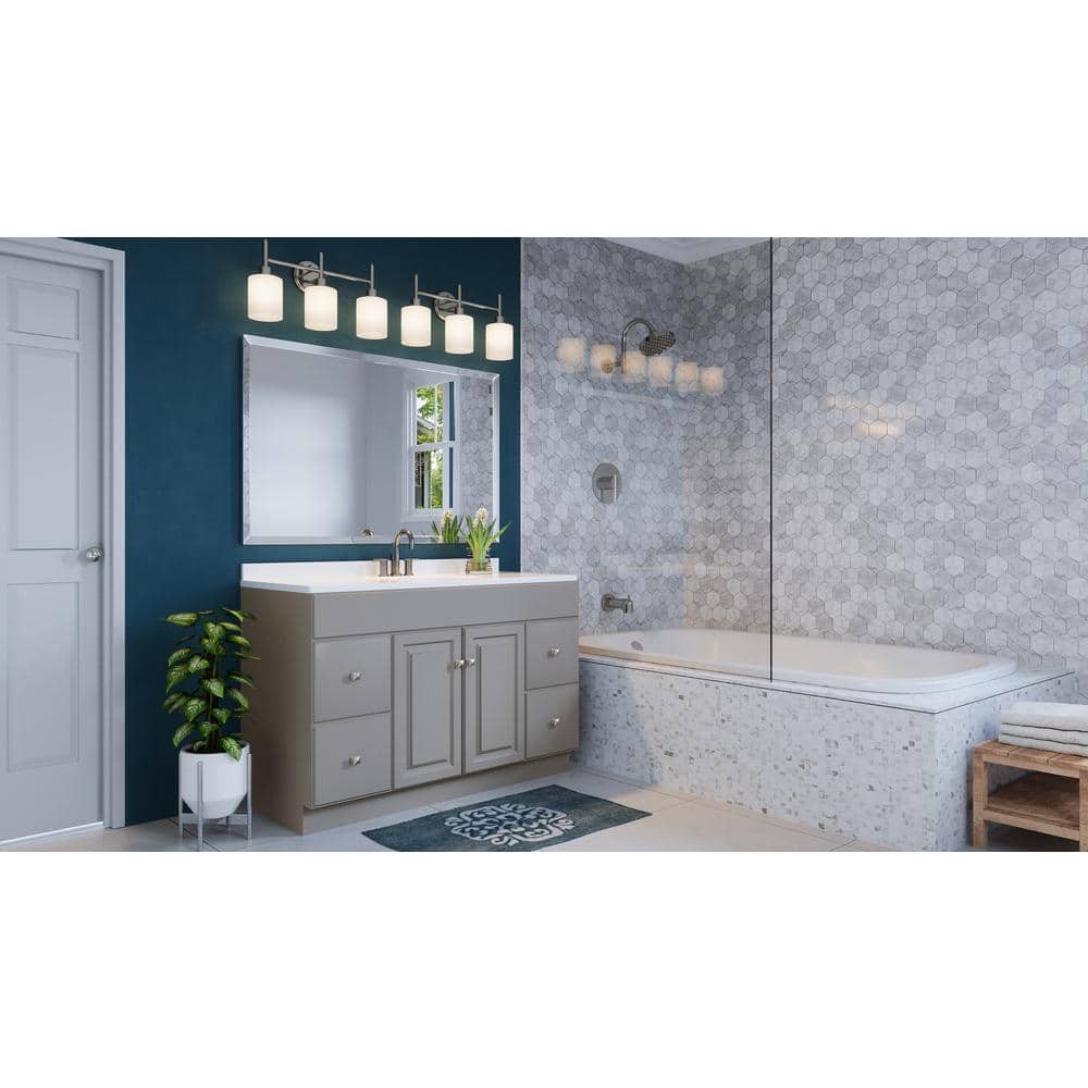 Aubrey Satin Nickel 3-Light Frosted Glass Vanity Light