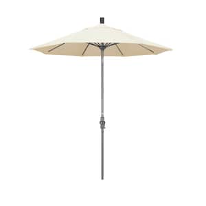 7.5 ft. Grey Aluminum Market Collar Tilt Crank Lift Patio Umbrella in Canvas Sunbrella