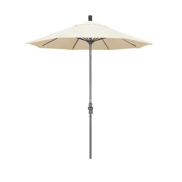 California Umbrella 7.5 ft. Grey Aluminum Market Collar Tilt Crank Lift ...