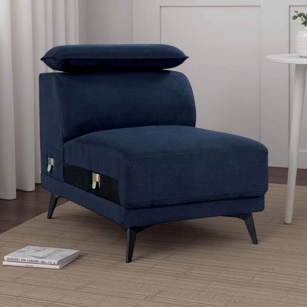 Panie Modular Metal Outdoor Armless Lounge Chair with Navy Blue Cushion price history on PriceWatchPro