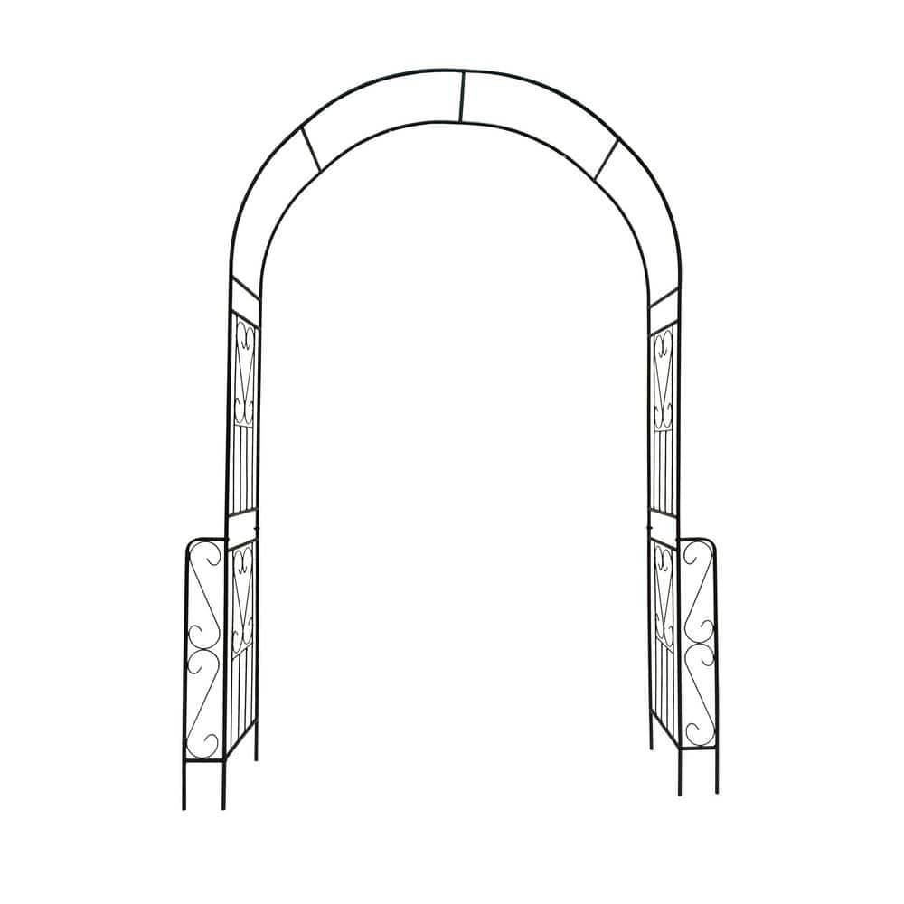 Sudzendf 94.50 in. Black Outdoor Metal Garden Arch Arbor Trellis
