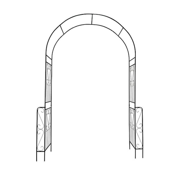 Sudzendf 94.50 in. Black Outdoor Metal Garden Arch Arbor Trellis Climbing Plants Support