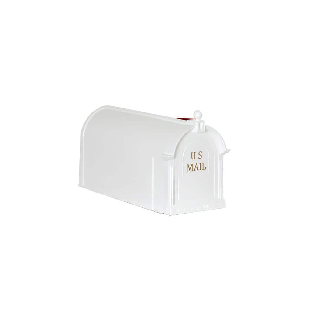 Ambrose Large White Lockable Plastic Post Mount Mailbox