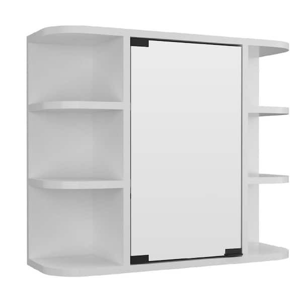 Amucolo 23.6 in. W x 19.6 in. H White Rectangular Wall Surface Mount Bathroom Storage Medicine Cabinet with Mirror