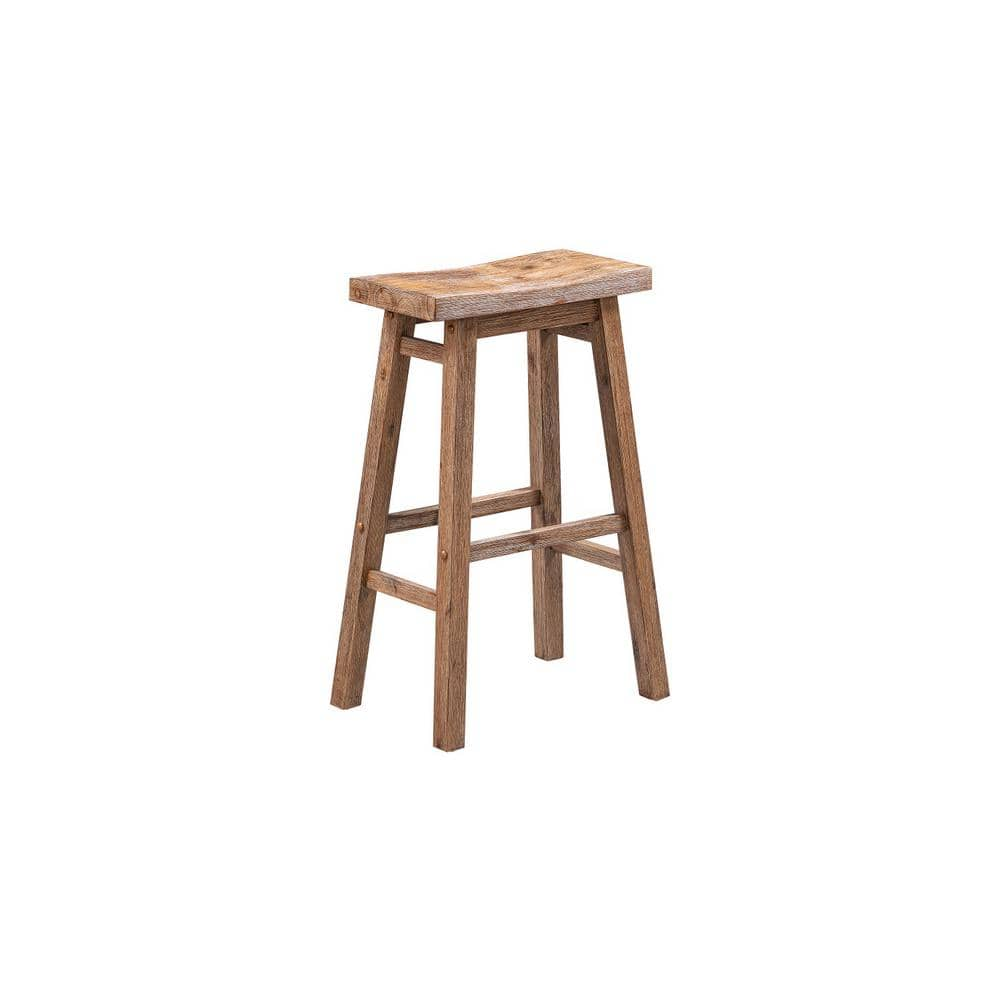 Boraam Sonoma 29-inch Counter Height Backless Saddle Wood Bar Stool  Barnwood Wire-Brush Finish