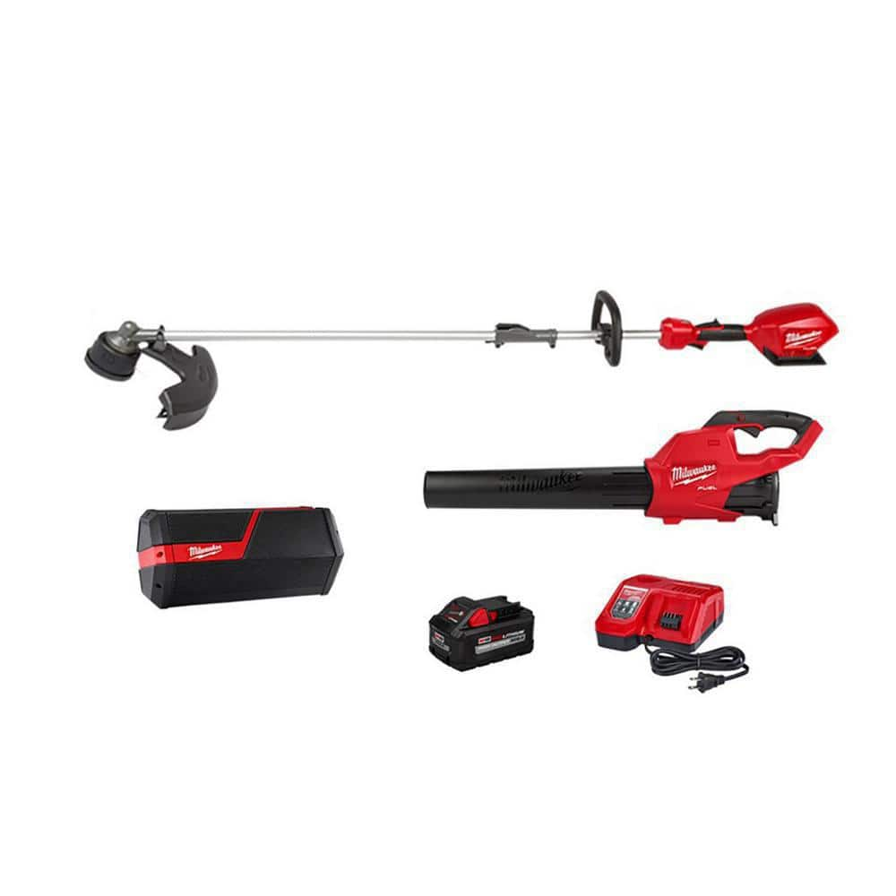 M18 FUEL 18V Lithium-Ion Brushless Cordless QUIK-LOK String Trimmer/Blower Combo Kit with M18/M12 Bluetooth Speaker -  Milwaukee, 3000-21-2891-20