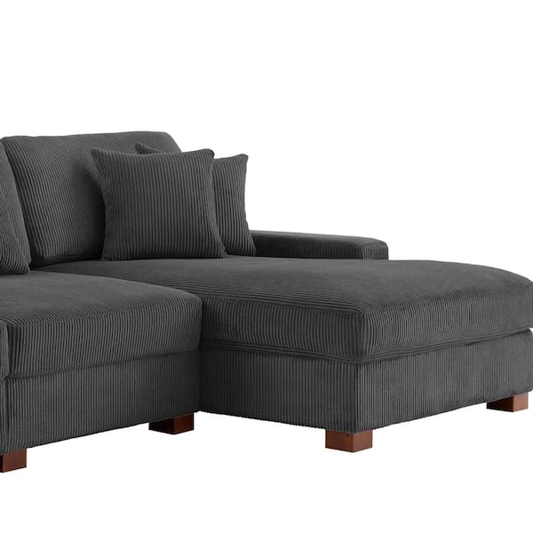 Uixe 118 in. Square Arm 3-Piece Corduroy Upholstered L
