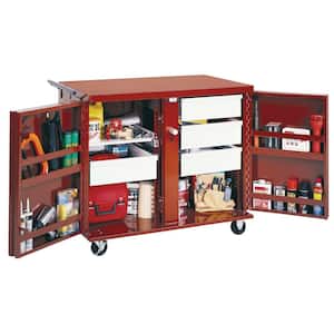 Jobox Rolling Work Bench - 2 Drawers, 2 Shelves, 6 in. Casters