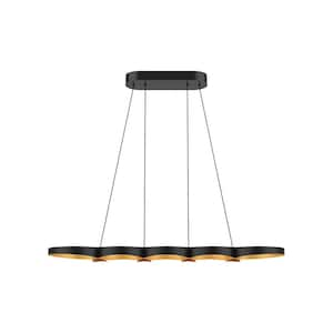 Maestro 38 in. 1 Light 35-Watt Black/Gold Integrated LED Pendant Light