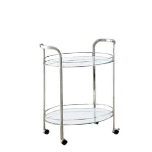 Stan Chrome Serving Cart With Mirrored Shelves
