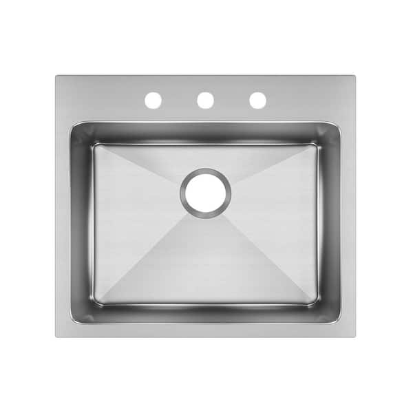 Drop-in Stainless Steel 23 in. 3-Hole Single Bowl Kitchen Sink Drop-in Stainless Steel 23 in. 3-Hole Single Bowl Kitchen Sink