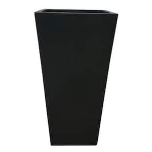 28 in. H Charcoal Lightweight Concrete Modern Square Tapered Outdoor Planter