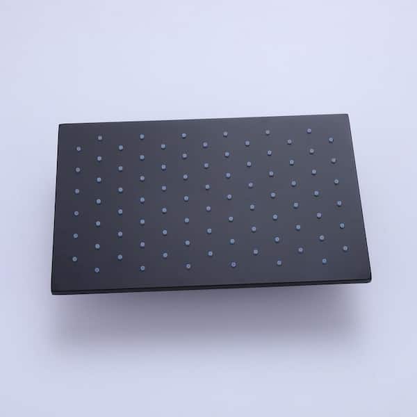 2-Spray 10 in. Single Shower Head Ceiling Mounting, Handled Shower Head with Single Knob Handle 1.8 GPM in Matte Black