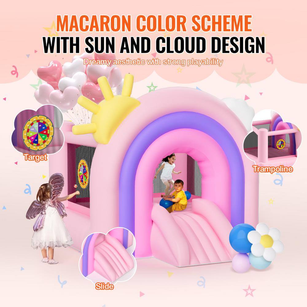 Pink and Purple Inflatable Bounce House with Slide