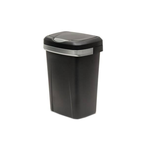 Hefty 13 Gal. Black Premium Touch Lid Trash Can