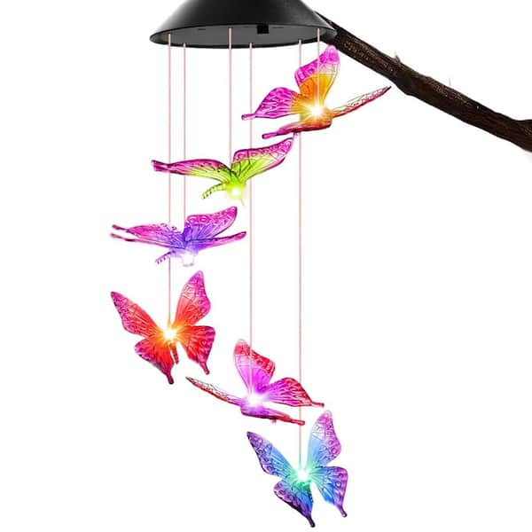 Solar Lights Outdoor Wind Chimes for Outside Garden Yard Patio Porch Decor Hanging Butterfly Decorations