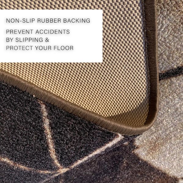 Cubes Abstract Brown 31 in. W x 3 ft. L RunnerRug/Stair Runner 7.8 sq. ft.