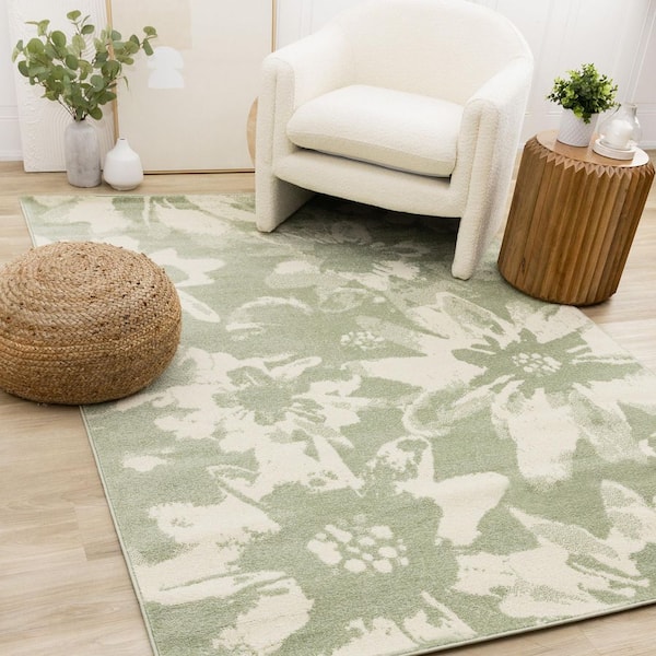 Caldera Collections 8 ft. x 11 ft. Green Botanical Indoor Area Rug