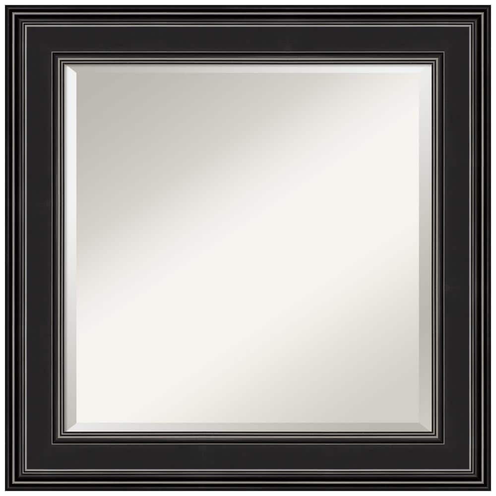 Ridge Black Square Polystyrene Framed Bathroom Vanity Mirror, 25.75"