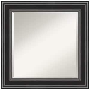 Medium Square Satin Black Beveled Glass Modern Mirror (25.75 in. H x 25.75 in. W)