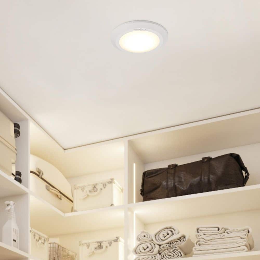 10 in. Disk Ceiling Fixture Matte White Integrated LED Flush Mount Motion Sensor Dusk to Dawn 2700K-5000K 2000 Lumens price history on PriceWatchPro