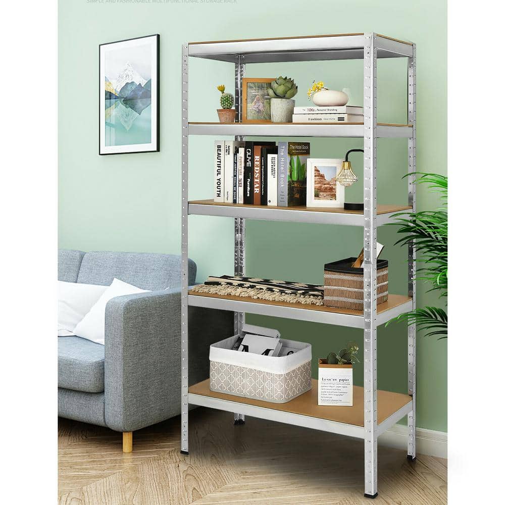 Silver Heavy Duty Adjustable 5-Level Steel Storage Shelves