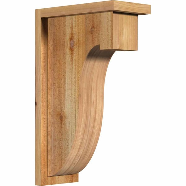 Ekena Millwork 6 in. x 12 in. x 20 in. Western Red Cedar Del Monte Rough Sawn Corbel with Backplate