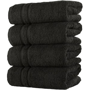 4-Piece Black Turkish Cotton Hand Towels