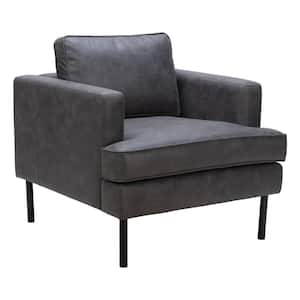 Decade Vintage Gray Faux Leather Armchair