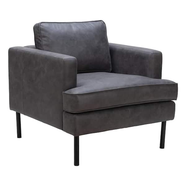 ZUO Decade Vintage Gray Faux Leather Armchair
