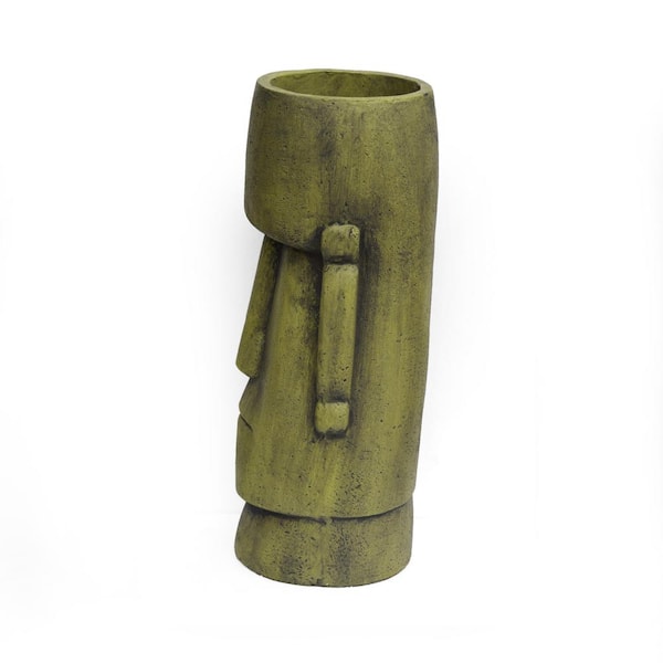 Cayton 8.75 in. W x 24 in. H Antique Green Concrete Outdoor Patio Urn
