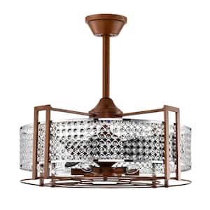 Jovanni 23.8 in. 6-Light Indoor Brown Finish Ceiling Fan with Light Kit and Remote