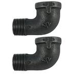 1/2 in. Black Iron 90° Street Elbow (2-Pack)