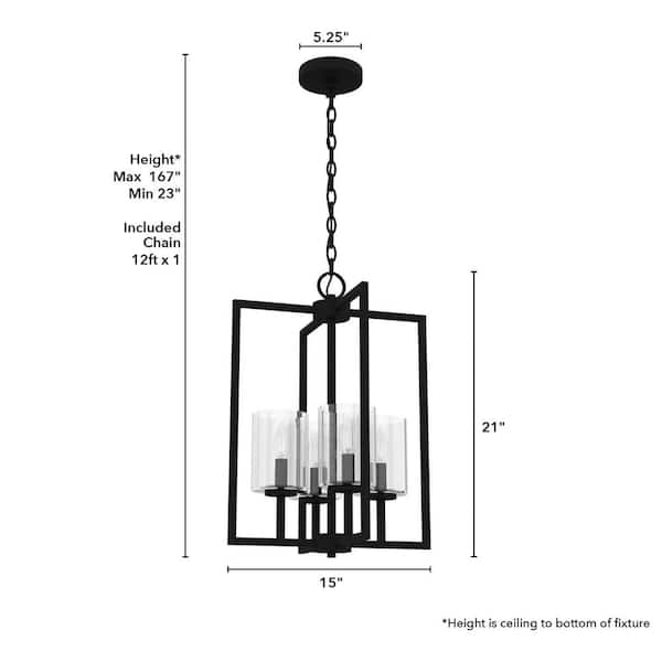Hunter - Kerrison 4-Light Natural Iron Island Pendant Light with Seeded Glass Shades