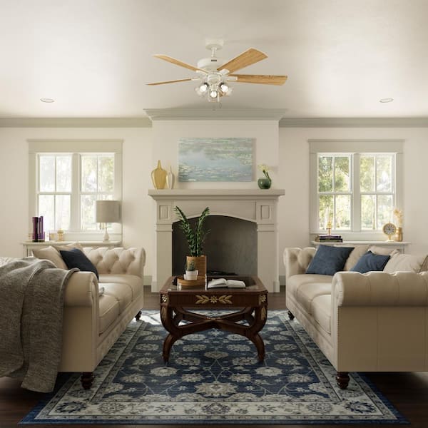 Hunter - Crestfield 52 in. Indoor Fresh White Ceiling Fan with Light Kit Included