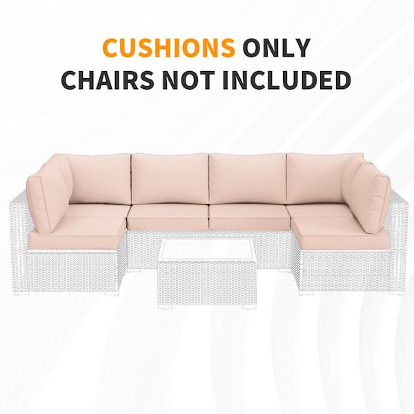 25.6 in. x 25.6 in. x 4 in. (14-Piece) Deep Seating Outdoor Sectional Cushion Corner Set Beige