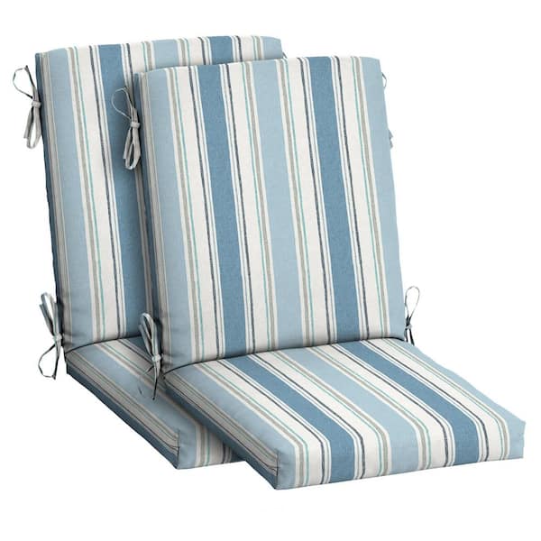 ARDEN 20 in. x 20 in. High Back Outdoor Dining Chair Cushion in French Blue Linen Stripe (2-Pack)