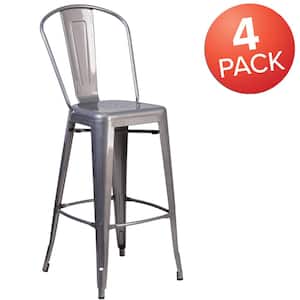 30.5 in. Clear Coated Bar Stool (Set of 4)